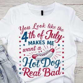 Camiseta Perro caliente patriótico azul, blanco y rojo humo