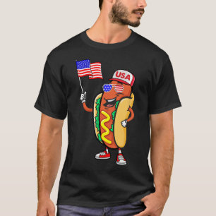 Camiseta Perro Caliente Patriótico Bandera Americana Usa Di