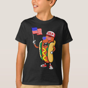 Camiseta Perro Caliente Patriótico Bandera Americana Usa Di