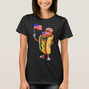 Camiseta Perro Caliente Patriótico Bandera Americana Usa Di