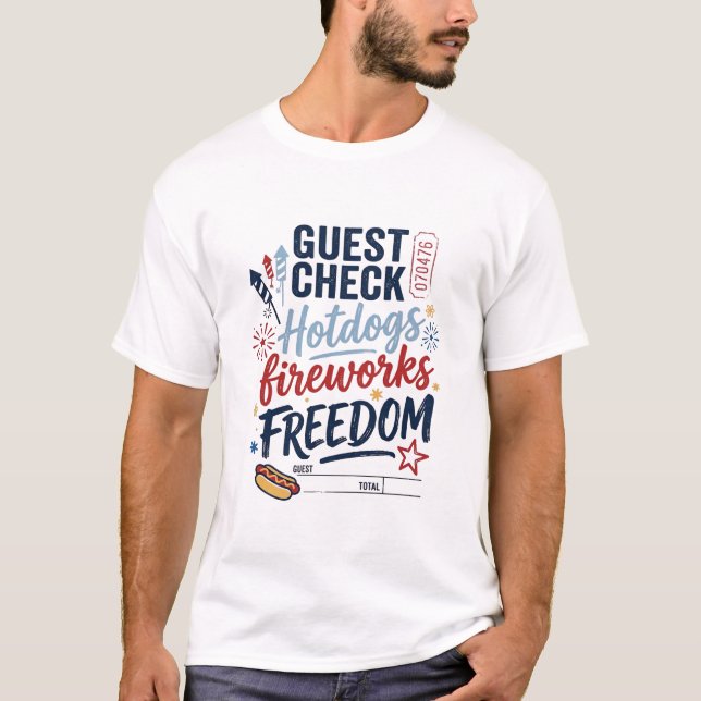 Camiseta Perro Caliente Patriótico Fuegos Artificiales Libe (Anverso)