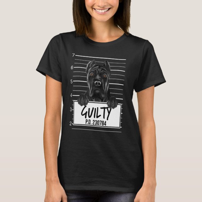 Camiseta Perro Cane Corso Culpable Mugshot (Anverso)