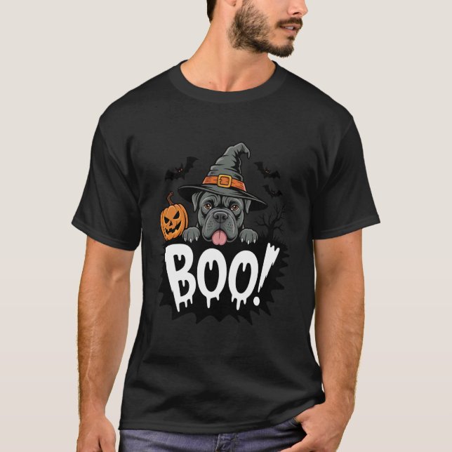 Camiseta Perro Cane Corso Sombrero de Bruja Calabaza Espelu (Anverso)