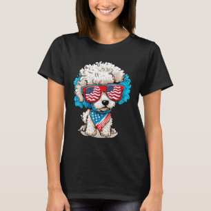 Camiseta Perro Caniche Bandera Americana 4 De Julio Hombres