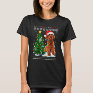 Camiseta Perro Caniche Feo Sombrero de Santa Luces de árbol