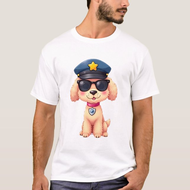 Camiseta Perro Caniche Policía Anime Chibi (Anverso)