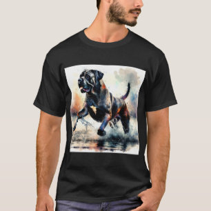 Camiseta Perro canso Corso de color agua potente