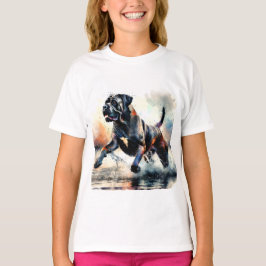 Camiseta Perro canso Corso de color agua potente