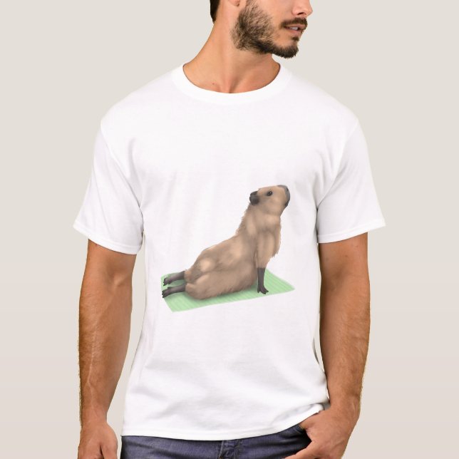 Camiseta Perro Capibara Yoga Pose Meditación Zen Workout Ex (Anverso)