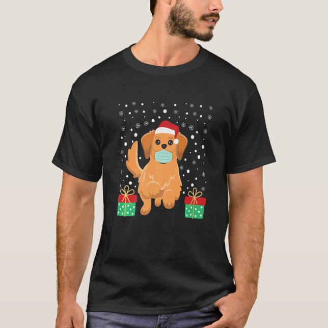 Camiseta Perro Cara Máscara Cuta Mascota Cuarentena Perro M (Anverso)