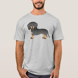 Camiseta Perro Cartoons Dachshund Pelo Corto Negro Y Canela