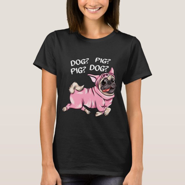 Camiseta Perro Cerdo Pug Ambas Curiosas De Conexión (Anverso)