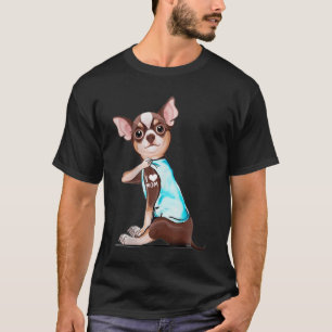 Camiseta Perro Chihuahua Amo a Mamá Perro Tatuado Día de la