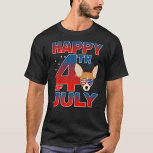 Camiseta Perro Chihuahua Bandera Estadounidense Glass Happy