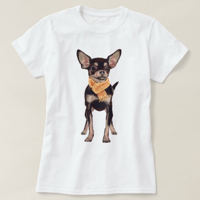 Camiseta Perro Chihuahua con encanto pintado a mano (Diseño del anverso)