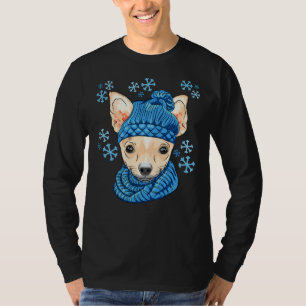 Camiseta Perro Chihuahua de invierno con Gorra de copos de 