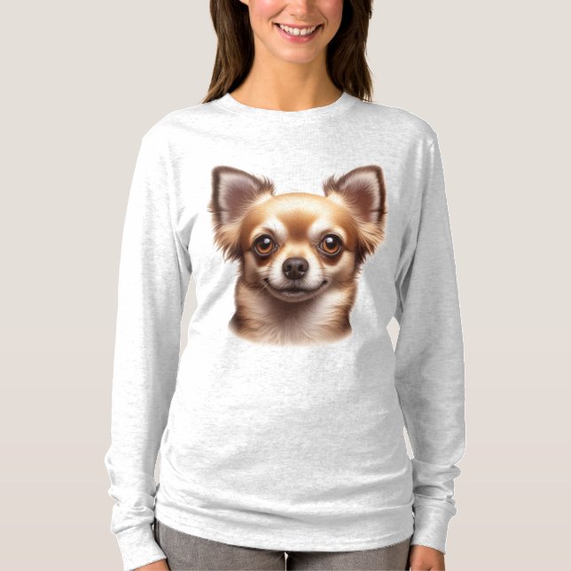 Camiseta Perro chihuahua de pelo largo (Anverso)