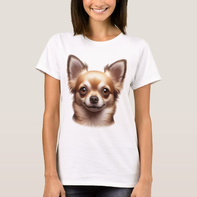 Camiseta Perro chihuahua de pelo largo (Anverso)