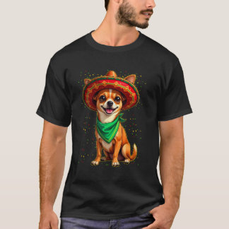 Camiseta Perro Chihuahua Divertido Con Sombrero Cinco De Ma