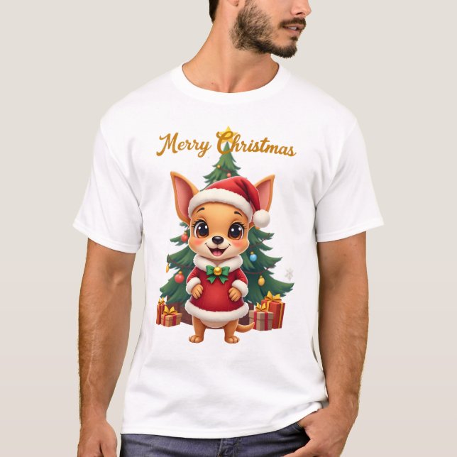 Camiseta Perro Chihuahua Feliz Navidad (Anverso)