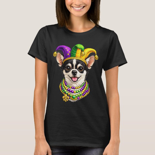 Camiseta Perro Chihuahua, Mardi Gras  (Anverso)