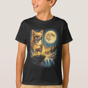 Camiseta perro Chihuahua noche iluminada por la luna arte C