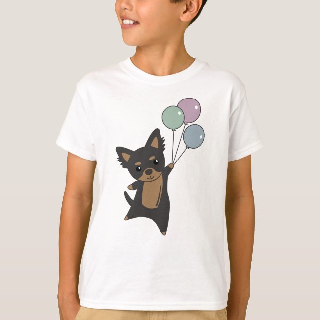 Camiseta Perro Chiwawa vuela Con Globos (Anverso)
