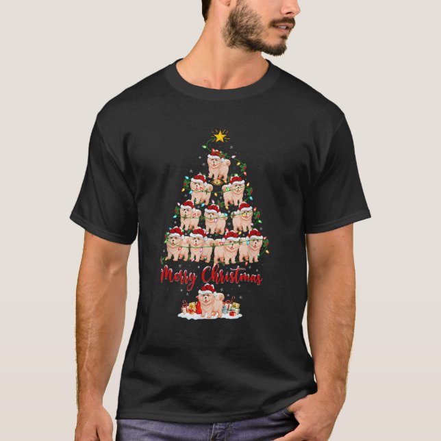 Camiseta Perro Chow Chow Luces de Navidad Santa Chow Chow C (Anverso)