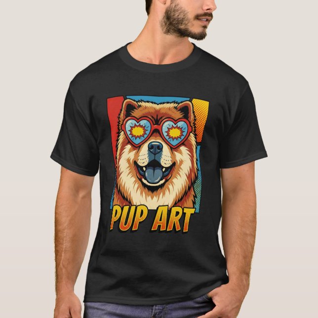 Camiseta Perro Chow Chow Pop Art Estilo Cómic Retro (Anverso)