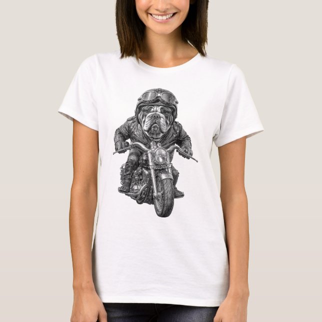 Camiseta Perro ciclista de bulldog (Anverso)