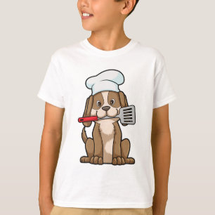 Camiseta Perro cocinado con el gorra y la espátula del chef