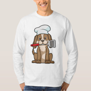 Camiseta Perro cocinado con el gorra y la espátula del chef