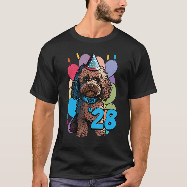 Camiseta Perro Cockapoo 28 cumpleaños Fiesta temática 28 añ (Anverso)
