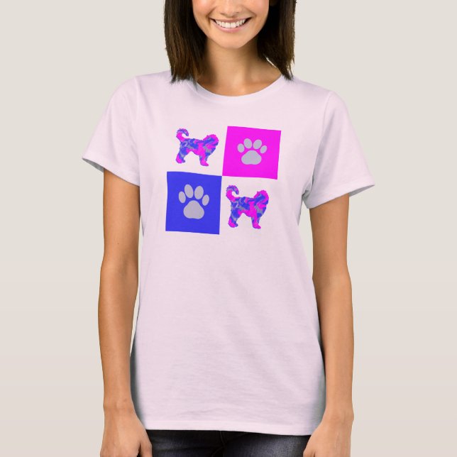Camiseta Perro Cockapoo y rosa y azul (Anverso)