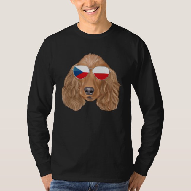 Camiseta Perro Cocker Spaniel Bandera Checa República Checa (Anverso)