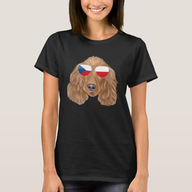 Camiseta Perro Cocker Spaniel Bandera Checa República Checa (Anverso)