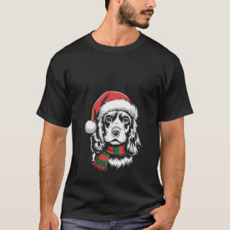 Camiseta Perro Cocker Spaniel de Mujer Xmas Sombrero Santa