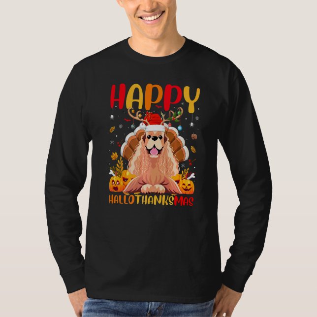 Camiseta Perro  Cocker Spaniel Feliz Perro Hellothanksmas (Anverso)