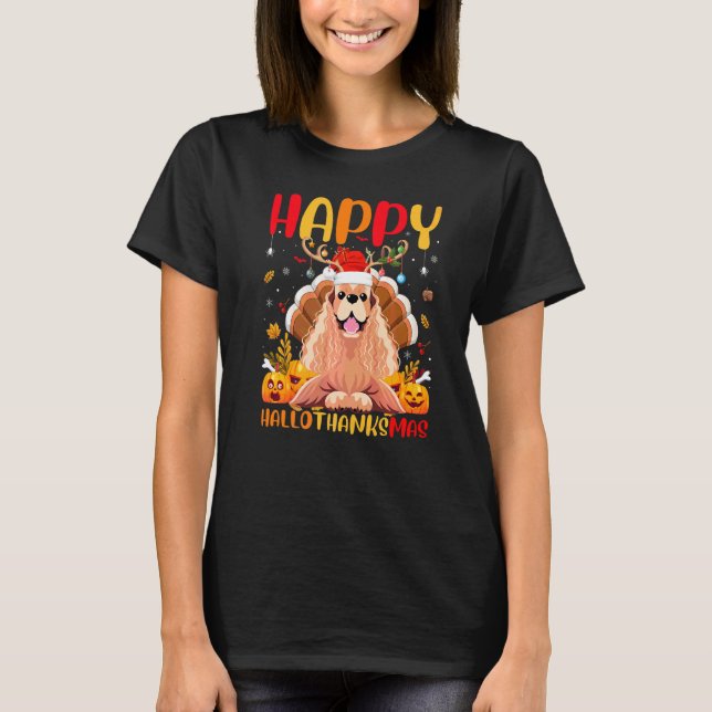 Camiseta Perro  Cocker Spaniel Feliz Perro Hellothanksmas (Anverso)