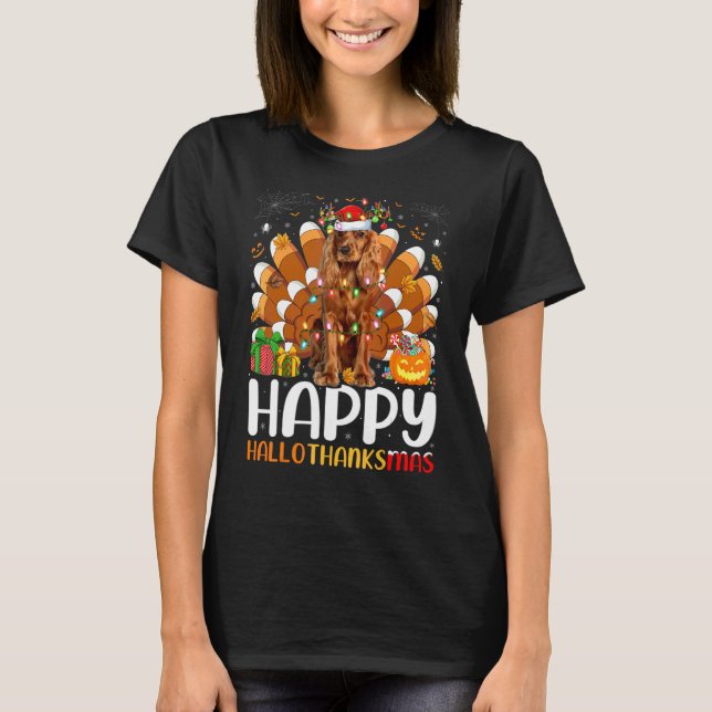 Camiseta Perro Cocker Spaniel Halloween Navidad Feliz Hallo (Anverso)