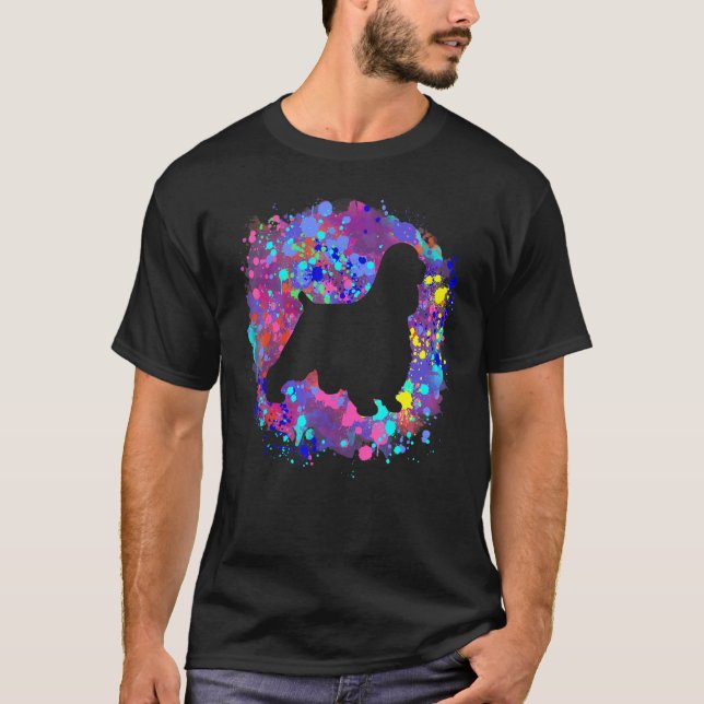 Camiseta Perro Cocker Spaniel Inglés Arte Acuarela Rosa (Anverso)