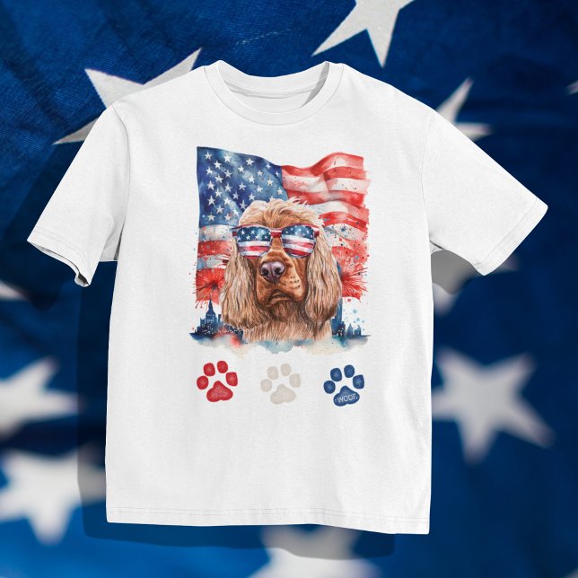 Camiseta Perro Cocker Spaniel Rojo Blanco y Azul 4 de Julio (Subido por el creador)
