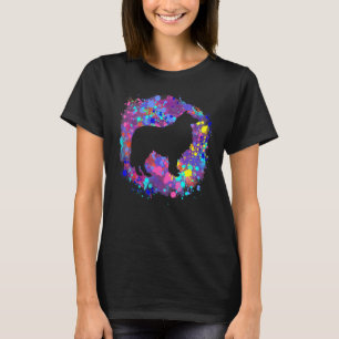 Camiseta Perro Collie Arte de Salpicaduras de Acuarela Rosa