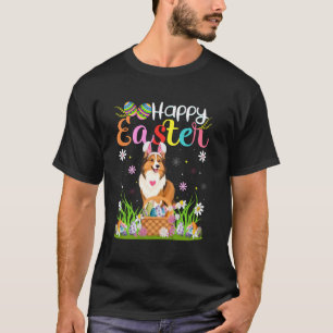 Camiseta Perro Collie Áspero Feliz Caza de Huevos de Pascua