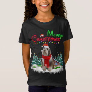 Camiseta Perro collie con barba luz potente árbol de Navida