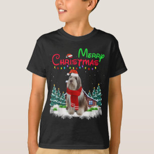 Camiseta Perro collie con barba luz potente árbol de Navida