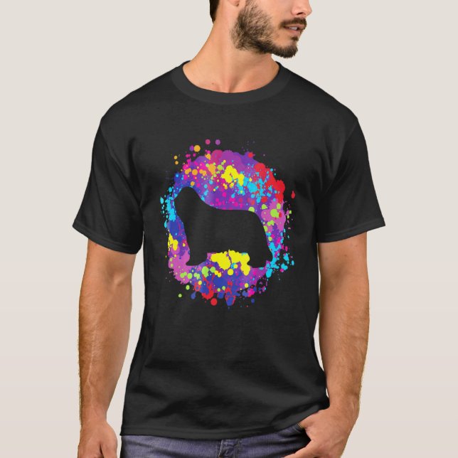 Camiseta Perro collie con barba Paint Spla acuarela Perro (Anverso)
