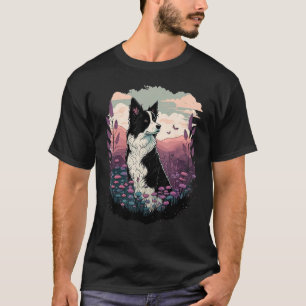 Camiseta Perro collie de borde corto en frontera con collie