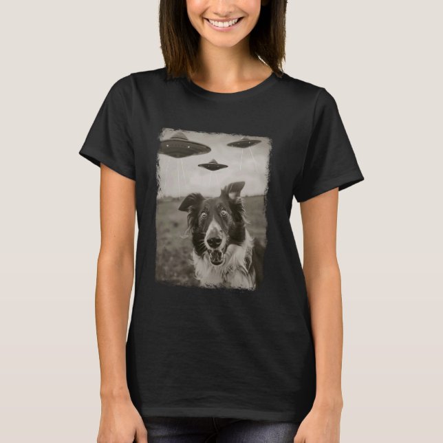 Camiseta Perro collie de borde OVNI Alienígenas Selfi extra (Anverso)