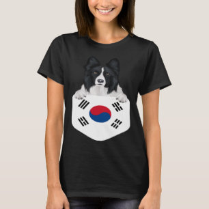 Camiseta Perro collie de frontera con bandera de Corea del